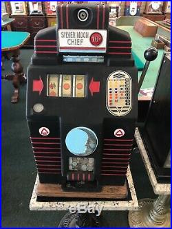 $0.10 Jennings Silver Moon Chief Vintage Slot Machine. Free Shipping CONUS