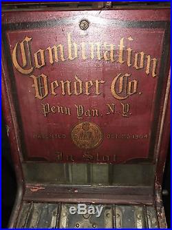 1 Cent Combination Gum, Nut, Candy Vendor Machine Dated Oct 4, 1904 Rare