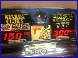$1 Jennings DOLLAR Reno Lake Taho Nevada Club Chrome Front Slot Machine Excelle