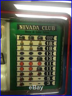 $1 Jennings DOLLAR Reno Lake Taho Nevada Club Chrome Front Slot Machine Excelle