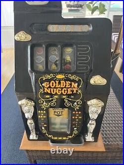 1900s GOLDEN NUGGET SLOT MACHINE With KEY Tested And Working