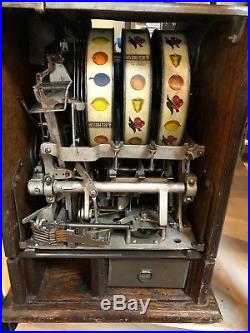 1925 RARE 5 cent SKELLY SLOT MACHINE called THE FOX (with WORKING front vender)
