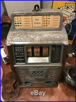 1928 Superior Caille Company Vintage Nickel Slot Machine With Key Very Rare