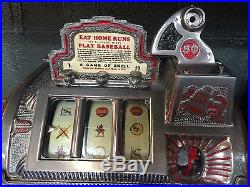 1929 MILLS Baseball Skill Stop Casino Slot Machine with Mint Vendor Watch Video