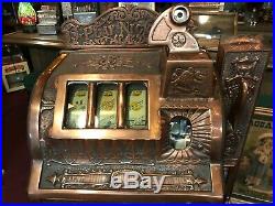 1929 MILLS Poinsettia Copper Plated Slot Machine with MINT VENDOR Watch Video
