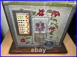 1929 Mills Poinsettia 5 Cent Antique Slot Machine Needs Work