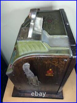 1929 Mills Poinsettia 5 Cent Antique Slot Machine Needs Work