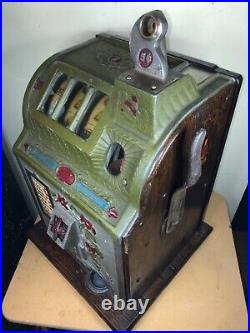 1929 Mills Poinsettia 5 Cent Antique Slot Machine Needs Work