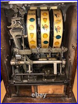 1929 Mills Poinsettia 5 Cent Antique Slot Machine Needs Work