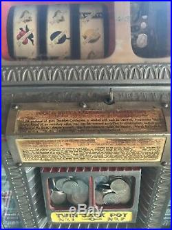 1929 Watling Blue Seal Dual Front Mint Vendor Twin Jack Pot Nickel Slot Machine