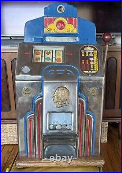 1930's Jennings Silver Chief 5 Cent Slot Machine Restored and Spins