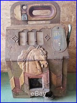 1930's Mills Horse Head Bonus Slot Machine Case Arm Front Parts Lot Project