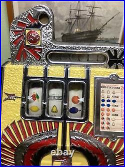 1930's War Eagle 25 Cent Slot Machine With Wooden Claw Foot Stand Refurbished