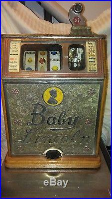 1930's Watling Baby Lincoln 5 Cent Slot Machine
