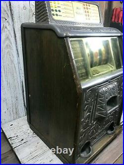 1930s 5 Cent Caille Bell Slot Machine in Great Working Condition w Key See Video