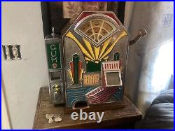 1930s Jennings Little Duke 1c Antique Slot Machine with Gumball Vender Original