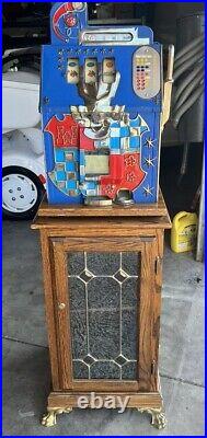 1930s Mills Novelty Castle Front Very Rare 25 Cent Slot Machine with Stand
