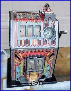 1930s PACE COMET Fancy Face 5 Cent SLOT MACHINE (Working!) Very Nice Shape
