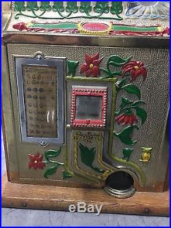 1931 Mills Golden Poinsettia Bell Slot Machine Rare