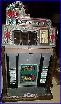 1934 Mills 5 Cent Double Eagle FOK Antique Slot machine, Jackpot and Mint Vendor