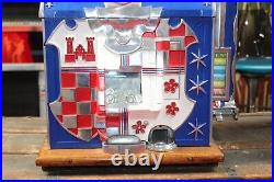 1934 Mills Novelty Castle Front 5c Vintage Slot Machine w. Side Mint Vendor