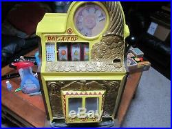 1934-WATLING GOLD COIN 25c ROL-A-TOP SLOT MACHINE, MINT condition