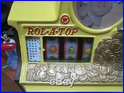 1934-WATLING GOLD COIN 25c ROL-A-TOP SLOT MACHINE, MINT condition