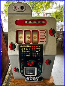1936 Mills 10c Black Cherry Slot Machine Restored Mechanical Casino Gambling