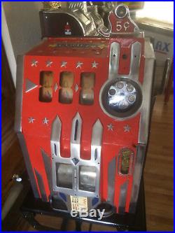 1936 Pace All Star Orange 5 Cent Slot Machine W Gold Award