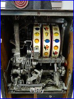 1936 Watling ROL-A-TOP Cherry Front 5C Slot Machine Twin Jackpot Casino WORKS