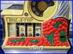 1936 Watling ROL-A-TOP Cherry Front 5C Slot Machine Twin Jackpot Casino WORKS