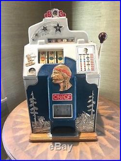 1937 Antique Jennings Silver Chief 5 Cent Slot Machine Beautiful Restoration