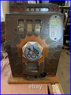 1937 Mills Novelty 25c Bursting Cherry Vintage 3 reel Slot Machine