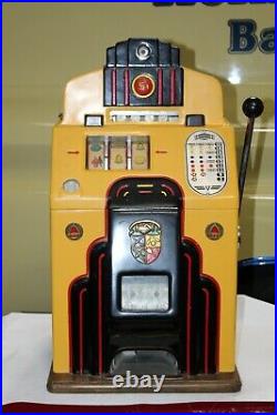 1937 Restored Jennings 5c Antique Slot Machine on Free Play Spins
