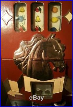 1938 Mills (Bonus Bell) Horse Head 5-Cent Slot Machine (Completely Restored)