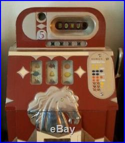 1938 Mills (Bonus Bell) Horse Head 5-Cent Slot Machine (Completely Restored)