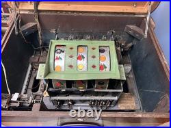 1940's Keeney's Bonus Super Bell 5 Cent Slot Machine NOT WORKING Except Lights
