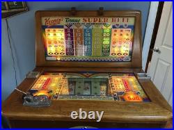 1940's Keeney's Bonus Super Bell 5 Cent Slot Machine NOT WORKING Except Lights