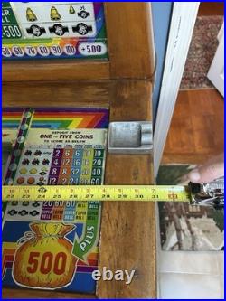 1940's Keeney's Bonus Super Bell 5 Cent Slot Machine NOT WORKING Except Lights