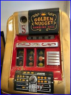 1940's Mills Golden Nugget Casino Nickel 5 cent Slot Machine Las Vegas