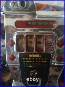 1940's Mills Slot Machine 25 Cent Machine Works As Designed