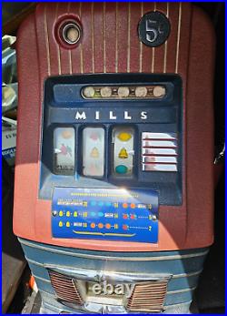 1940s MILLS HI TOP JEWEL BELL 5 CENT SLOT MACHINE