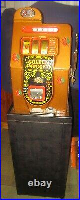 1940s Restored Mills $. 25 Black Cherry Slot Machine with Vintage Mills Stand