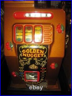 1940s Restored Mills $. 25 Black Cherry Slot Machine with Vintage Mills Stand