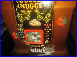 1940s Restored Mills $. 25 Black Cherry Slot Machine with Vintage Mills Stand