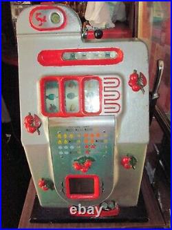 1946 Mills 5 Cent Black Cherry Antique Slot Machine