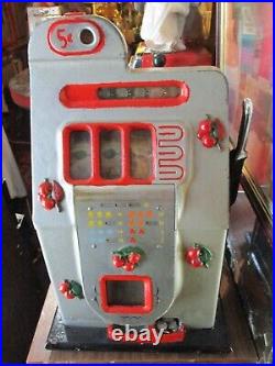 1946 Mills 5 Cent Black Cherry Antique Slot Machine