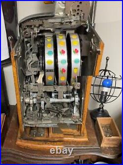 1946 Mills Extra Bell Aikens Aitkens Nickel 5 Cent Slot Machine with Books VIDEO