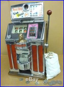 1950s Jennings SILVER DOLLAR Governor Slot Machine PALACE HOTEL CASINO Light Up