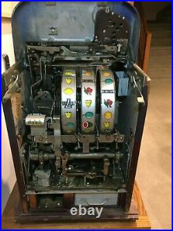 1953 Antique Original Mills Nickel Slot Machine Hi Top Triple 7s